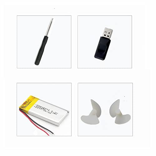 OBEST Télécommande Shark Toy Battery, Batterie Li-ION 3,7 V 300 mAh, Accessoires de Bateau télécommandés, Un câble de Charge, 2 hélices, pour OBEST Blue and Black RC Shark