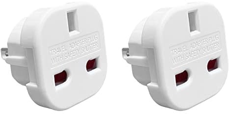 Jsdoin UK to US Plug Adaptor 3 pin to 2 Pin Flat Travel Adapter for USA, Canada, Mexico, Thailand, Refer to Description for country list US (2Pack)