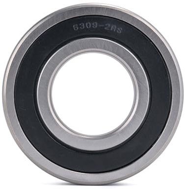 XiKe 1 Stück 6309-2RS Kugellager 45x100x25mm Chromstahl und doppelte Gummidichtungen, Vorgeschmiert, 6309RS Rillenkugellager mit Abdeckungen.