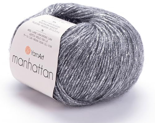 YARNART Manhattan - Glittery Knitting Yarn with Sparkle and Metallic Shine - Wool and Acrylic Fantasy Yarn - 1.76 Oz, 218.72 Yds (903)