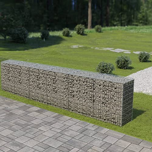 XIAOGUANG Gabion avec couvercle en acier galvanisé 300 x 50 x 100 cm, gabion, gabion avec couverture, gabion métallique décoratif pour extérieur
