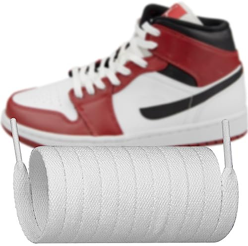 Endoto Cordones Planos para Air Jordan 1/2/3/4/5/6/7/8 Zapatillas, Repuesto Cordón Laces(Blanco,60 pulgadas)