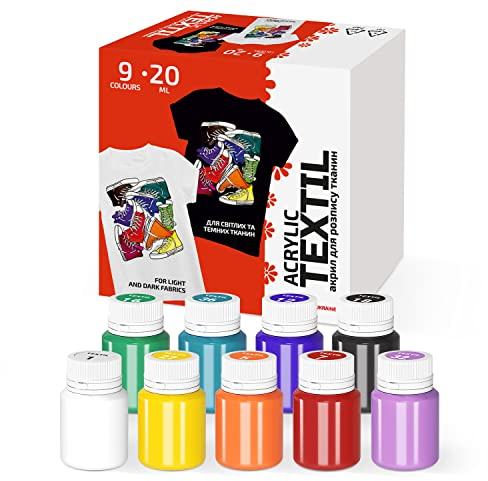 7 Artists Pintura Textil 9x20 ml Pintura para Tela, para Ropa Permanente y Lavable