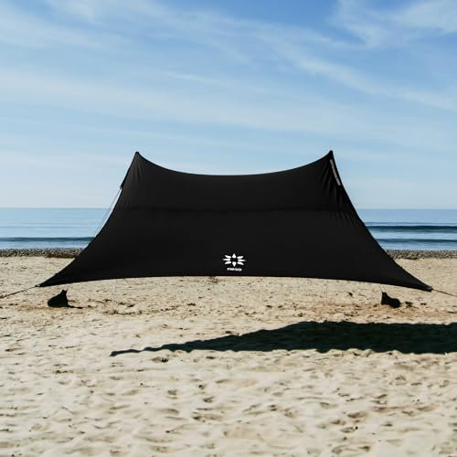 Neso Gigante Tragbares Strandzelt, Sonnenschutz, Leichter Strandschutz, einfacher Aufbau für Familienausflüge, patentierte verstärkte Ecken, UPF 50+ Sonnenschutz, 2,4 m hoch, 3,4 x 3,4 m, Schwarz
