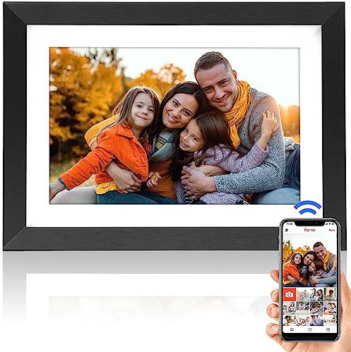 10.1Digitaler Bilderrahmen,1280x800 IPS HD Touchscreen WiFi Fotorahmen mit 16GB,Automatische Drehung Frameo Elektronischer Bilderrahmen,Einfache Setup,Fotos Sofort Teilen,Geschenk für Freunde Familie