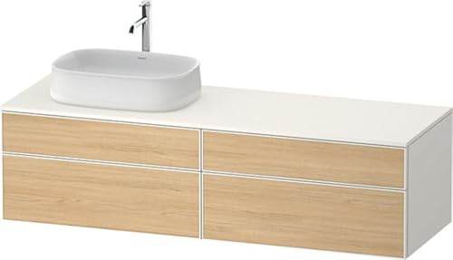 Duravit Zencha Konsolenwaschtischunterbau, 1600x550mm, 2 Auszüge, 2 Schubkästen, 1 Ausschnitt Links, ZE4824, ZE4824L30840000, Farbe: Front: Eiche Natur/Korpus: Weiss supermatt