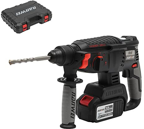 Martello perforatore a batteria 21 V 2000 mAh, SDS-Plus 1200 W con batteria e punte, adatto per cemento, muratura, pareti