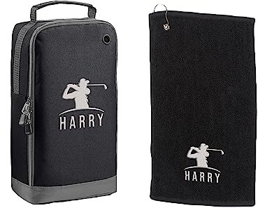 Varsany Personalised Bundle 1 Sports Shoe Bag for Golf, Football, Rugby - Embroidered Design with Name or Initials