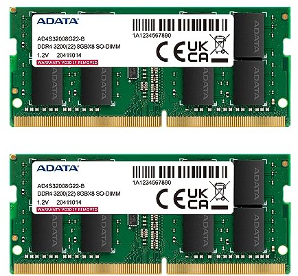 ADATA Premier AD4S32008G22-DTGN 16GB (2x 8GB) DDR4 3200MHz CL22 PC4-25600 260-Pin SODIMM RAM Kit