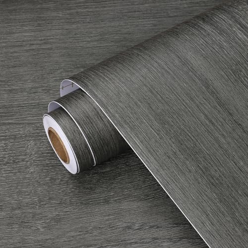 Yullpaper Papier Peint Adhesif Bois Gris Papier Adhesif pour Meuble Cuisine Revetement Adhesif Meuble Papier Peint Decoratif pour Plan De Travail Bois Lavable Revetement Mural Bois Gris 40cm x 800cm
