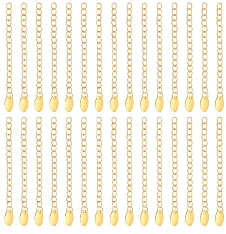 UNICRAFTALE 30 STK Kettenverlängerung Mit Oval Anhänger 58~68mm Endketten Vakuumbeschichtung Goldene Ketten Edelstahl Kettenverlängerungs Armband Halsketten Verlängerungskette Für Schmuckherstellung