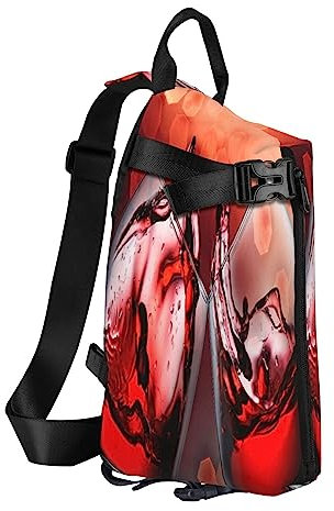 SJOAOAA Zaino a tracolla Pomerania, antifurto, a tracolla, per sport all'aria aperta, viaggi, escursionismo, per uomini e donne, Vino rosso Bicchiere Cheers, Taglia unica