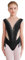 Agoky Mädchen Ärmellos Turnanzug Kinder Gymnastikanzug Streifen Tanzbody mit Mesh Spleiß Rollkragen Eiskunstlauf Anzug Klassisch Leotard Schwarz A 134-140