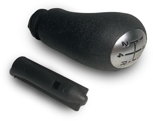 Autocraft Grauer Schaltknauf, 5 Gänge, Metall, Zylindrisch, Ergonomisch, Poliert, Grau, 1 Stück, Kompatibel mit Renault Clio III, Laguna II, Modus, Grand Modus, Twingo III, Dokker, Duster, Logan II