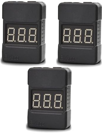 3stk Schwarze Schale, RC-Lipo-Akku-Monitor & Unterspannungsalarm: 1-8S Tester/Checker für LiPo, Li-ion, LiMn, Li-Fe Akkus