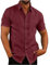 UK Brand Men's Short Sleeve Button Down Hawaiian Cotton Linen Shirts - Regular Fit, Solid Henley Shirt with Pocket - Size 8-22, Perfect for Holidays & Beach