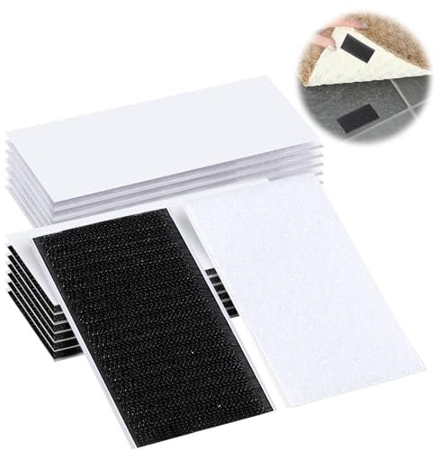 12 pièces Ruban Adhésif Double Face Extra Fort, Bande Agrippantes pour Intérieur et Extérieur, Réutilisable et Sans Trace, Idéal pour Bricolage, Artisanat, Fixation Durable de Tapis et Objets (5x10)