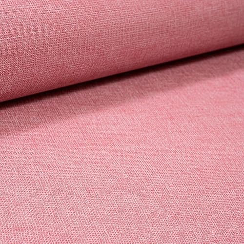 SOPHIE LAURENCE Plain Pink Textured Linen Effect Vinyl Wallpaper - Paste The Wall, Washable, Peelable, 0.53m x 10.05m