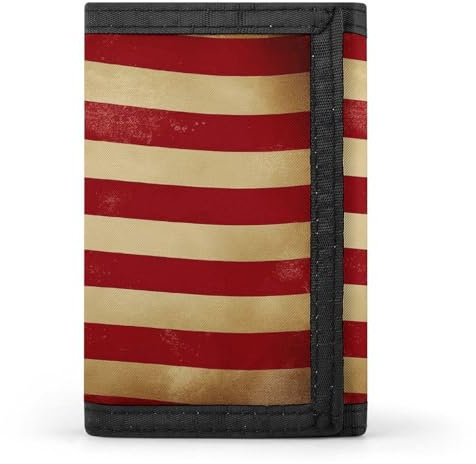 YJWANDL Portefeuille à trois volets, drapeau américain vintage 4 juillet Portefeuille imprimé USA avec plusieurs fentes portefeuille décontracté portefeuille de voyage portefeuille moderne