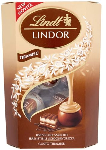 Lindt LINDOR Cornet Tiramisù, Confezione di praline di cioccolato Lindt al gusto Tiramisù, Praline LINDOR con guscio croccante e ripieno d'irresistibile scioglievolezza, Formato 200g