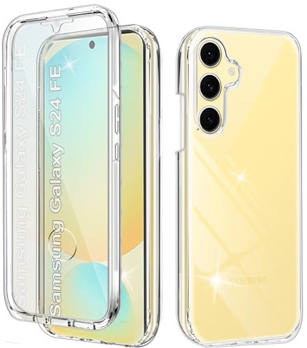 Funda para Samsung Galaxy S24 FE Carcasa Antigolpes 360 Grados Protección con Protector de Pantalla Integrado Robusto Doble Cara Ultrafina Transparente Case Carcasa para Samsung Galaxy S24 FE, Clear