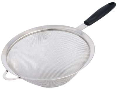 Buckingham Stainless Steel Fine Mesh Sieve Strainer with Easy Grip Black Handle (20 cm)