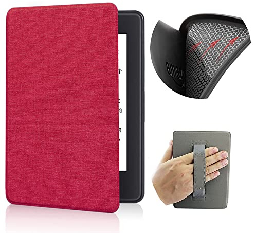 Hülle für 7 Kindle Paperwhite mit Handschlaufe - Ultra Slim PU Leder Smart Cover mit Einschlaf- und Weckautomatik für Kindle Paperwhite 12. Generation - 2024 Release, Rot