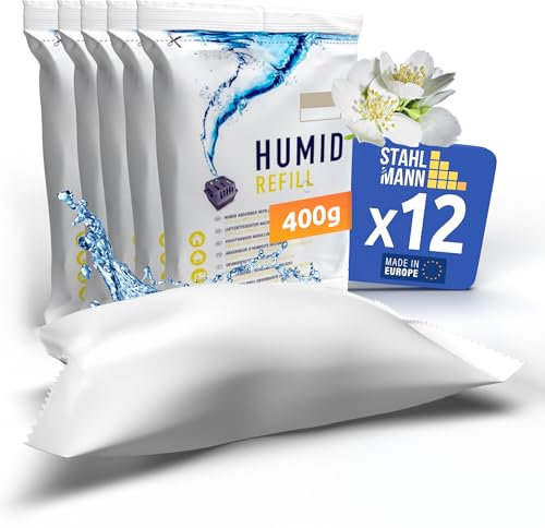 STAHLMANN® 12er Luftentfeuchter Nachfüllpack [12X400G Jasmin Duft] - Entfeuchter Granulat [Made in EU] - 12er Pack (12x 400 G)