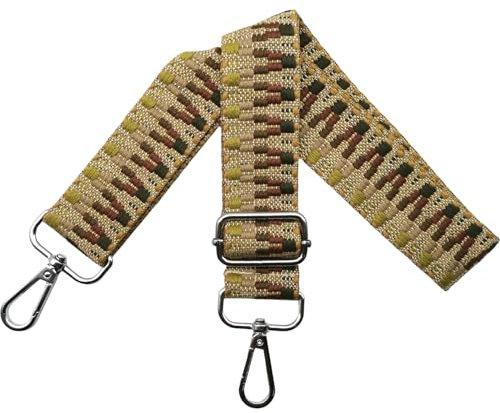 Taschengurte zum Wechseln Verstellbar Schultergurt für Tasche, Taschengurt Breit 3.8cm mit Silber Karabiner Schulterriemen Taschenband Tragegurt für Handtaschen, Braun/Farbe Clash, S23