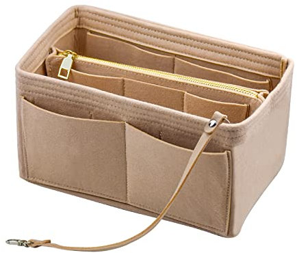 PANSYFEN Handtaschen Organizer Bag in Bag Taschenorganizer 26x14x15cm Filz Taschenorganizer Multi-Pocket Handtasche Innentasche für Frauen mit Abnehmbare Reißverschluss-Tasche