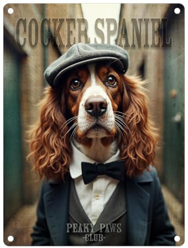 Small (150 x 200mm) Metal Sign - Peaky Paws Club - Cocker Spaniel
