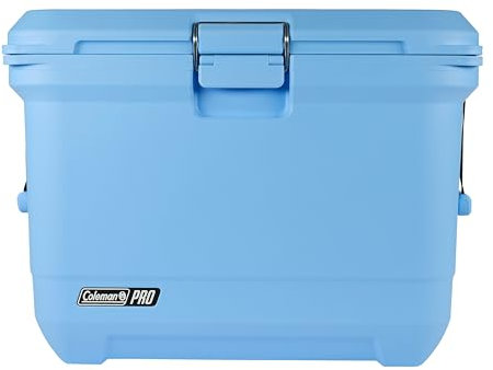 Coleman Pro - Enfriador Duro Aislado Resistente con Ruedas | Capacidad de 52 litros | Mantiene el Hielo Durante 5 días | Aislamiento Completo de Espuma | Caja de Hielo portátil Grande y Duradera para
