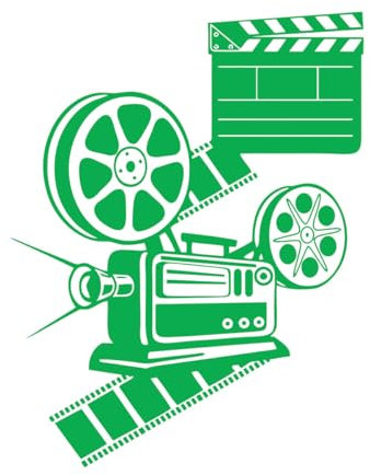 Wandtattoo „Film läuft mit Kamera“, Vinyl, Filmrollen, Wandsticker, Kinodekoration, Filmprojektor, Wandkunst, Poster, klein – 33 x 42 cm