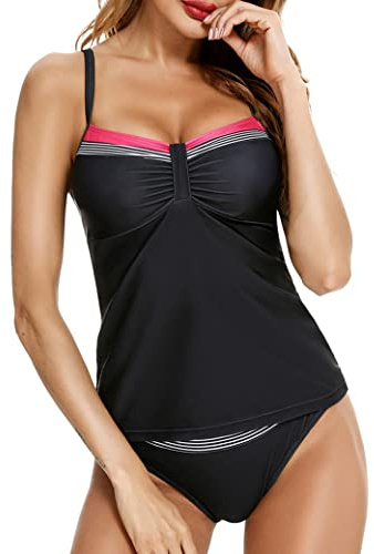 Aottori Tankini Damen V-Ausschnitt Bauchweg Push Up | Badeanzug Zweiteilig, Bademode Set, Beachwear, Schwimmanzug, Swimsuit, Sexy, mit Badeshorts