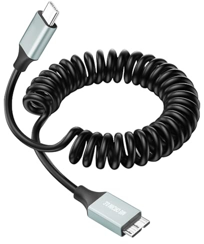 JSADZKJ 5Gbps USB C to Micro B Extension Cable,USB 3.0 Micro B to Type C Hard Drive Cable USB C to External Hard Drive Spring Cable Data Cable Compatible with External Hard Drive,Camera 3.28ft
