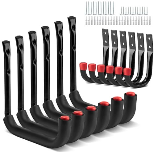 Sinoer Garage -Haken, 12pcs Wandmontage Garage Storage Hooks, für Gartenwerkzeuge, Leitern, Fahrräder, sperrige Gegenstände