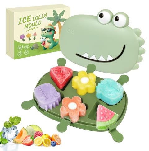 PITMT Moule a Glace, 6 Cavités Moule Glace Silicone Sans BPA pour Bebe et Adulte, Moules à Glace Animaux Mignons Reutilisable Maison pour Popsicles Crèmes Glacées