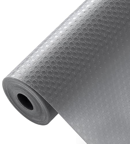 Shelf Liner, Waterproof Refrigerator Liner, Drawer Liners for Kitchen Cabinet, Bathroom Under Sink Mat Non Adhesive Fridge Liner EVA Place Mats Roll - Grey 17.7×78.7