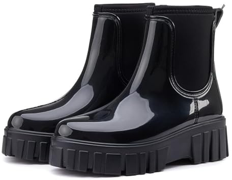 CLYCTIP Gummistiefel Damen Wasserdicht Stiefel Damen Chelsea Boots Damen Regenstiefel Stiefeletten mit Rutschfest Sohle