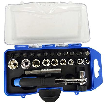 Lurrose 23Pièces Outils de Réparation à Cliquet Kit de Douilles Tournevis Ergonomique pour Maison