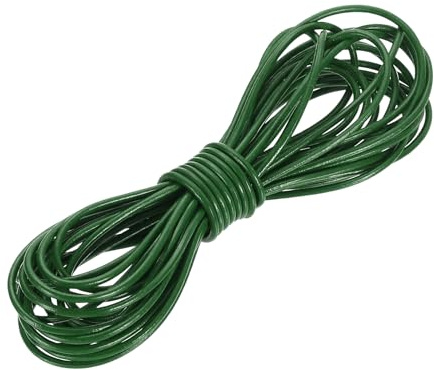 sourcing map Round Leather Cord, 5.5 Yard 2 Mm Leather String Strips Lacing for DIY Crafts Making Bracelet Purse Strap, Dark Green