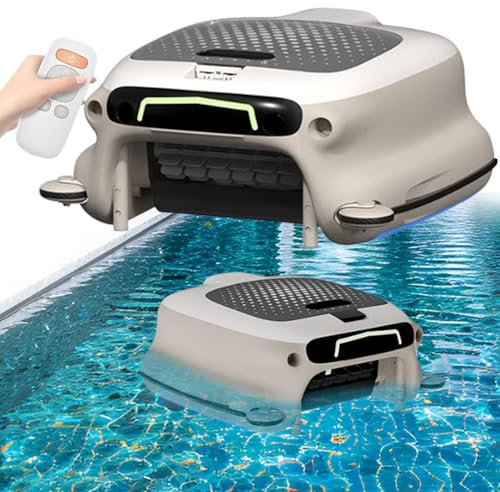 menglanchang Robot Limpia Piscinas-Limpiador De Piscinas Robotizado-Limpiador AutomáTico InaláMbrico con Gran Capacidad De 10l, BateríA De 7800ma - Limpieza 24/7 para Todo Tipo De Piscinas