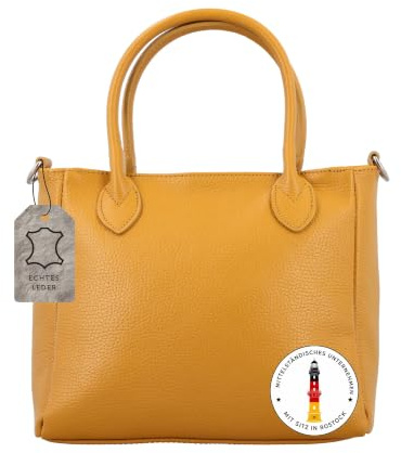 Gusti Leder Umhängetasche Carola - Ledertasche Shopper Handtasche Damen Gelb Leder