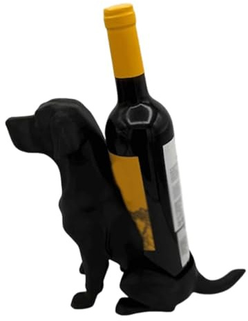 GUUZETU Labrador Wine Bottle Rack, 3D Printed Labrador Wine Bottle Holder, Decorative Animal Wine Bottle Holder for Kitchen Bar Counter, for Dog & Wine Lovers (Black)