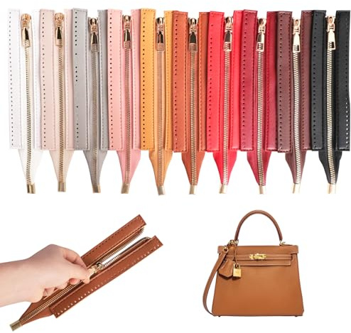 10 Colori Cerniera in PU Pelle con Foro 18cm per Cucire per Borse Fai da Te, Zip per Ricamo Fai da Te, Portafogli, Borse a Mano
