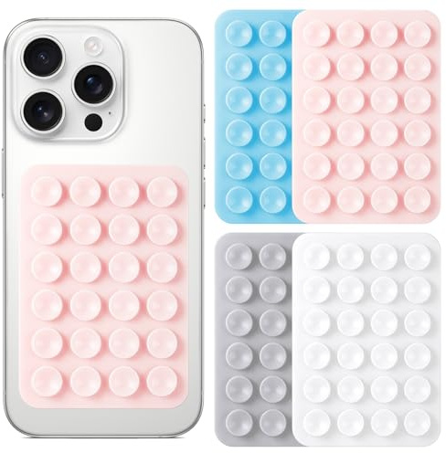 Ainiv 4 Stück Handy Saugnapf, Silikon Handyhalterung | Silikon Saugnapf Handyhülle, Freihändig Sticky Saugnapf Handyhülle für Mobile Stromversorgung, Selfies und Videos (4 Farben)