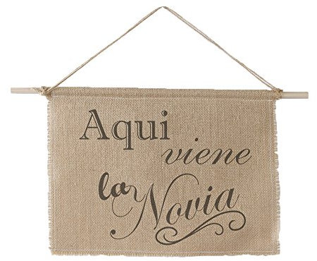 Ivy Lane diseño Burlap Aqui Viene la novia cartel
