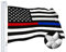 G128 - Thin Blue Line Police & Thin Red Line Feuerwehrmann Heavy Duty 220 g/m² Tough Spun Polyester Embroidered 3x5ft US American Flag Brass Grommets Honoring Law Enforcement Officers First Responder