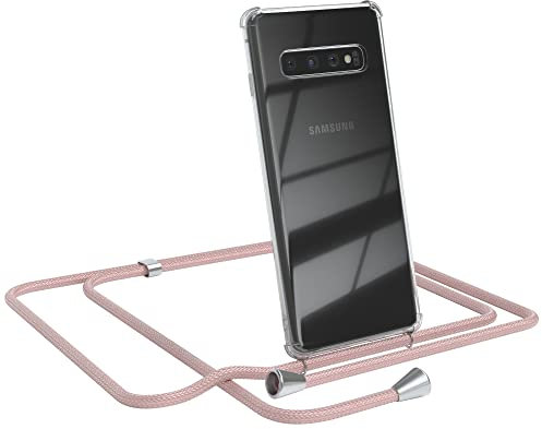EAZY CASE Handykette kompatibel mit Samsung Galaxy S10 Handyhülle mit Umhängeband, Handykordel mit Schutzhülle, Silikonhülle, Hülle mit Band, Stylische Kette mit Hülle für Smartphone, Rosé-Gold