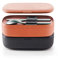 Lékué - Pack Recipiente hermético para Alimentos (Lunchbox to go) + Juego de Cubiertos para Llevar,Recipiente,Coral y Plata